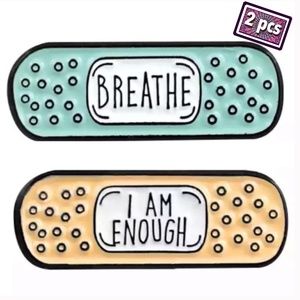 2pcs Mental Health Self-Care Bandaid Enamel Pins